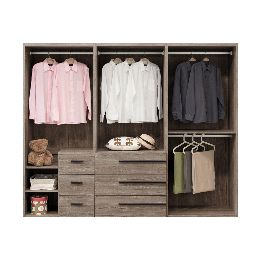 波克8尺工業風多功能收納衣櫃組合(二門小三抽+二門三抽+二門)