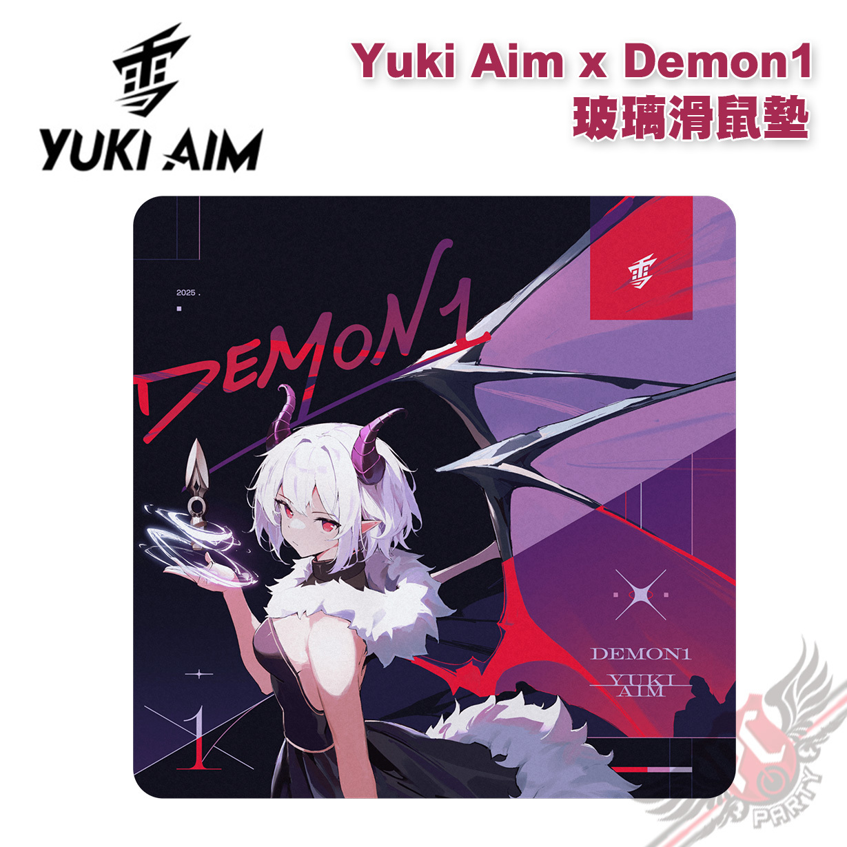 YukiAim × demon1 ガラス マウスパッド Yuki Aim(ユキエイム) x