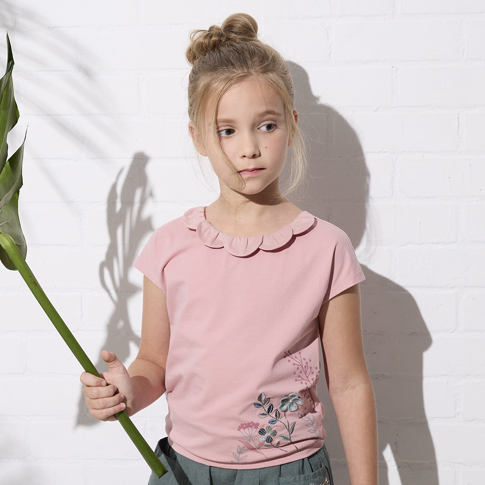 PIPPY刺繡鉤花棉質上衣 粉