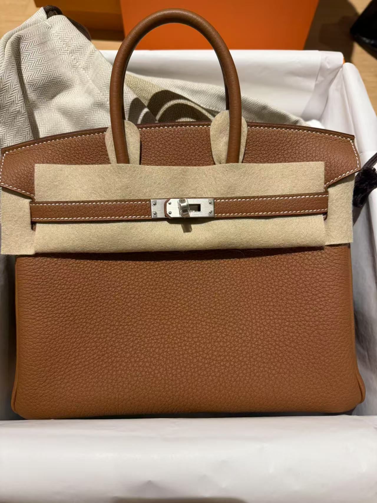 Birkin 25 37 gold cb 拉絲銀扣 togo K