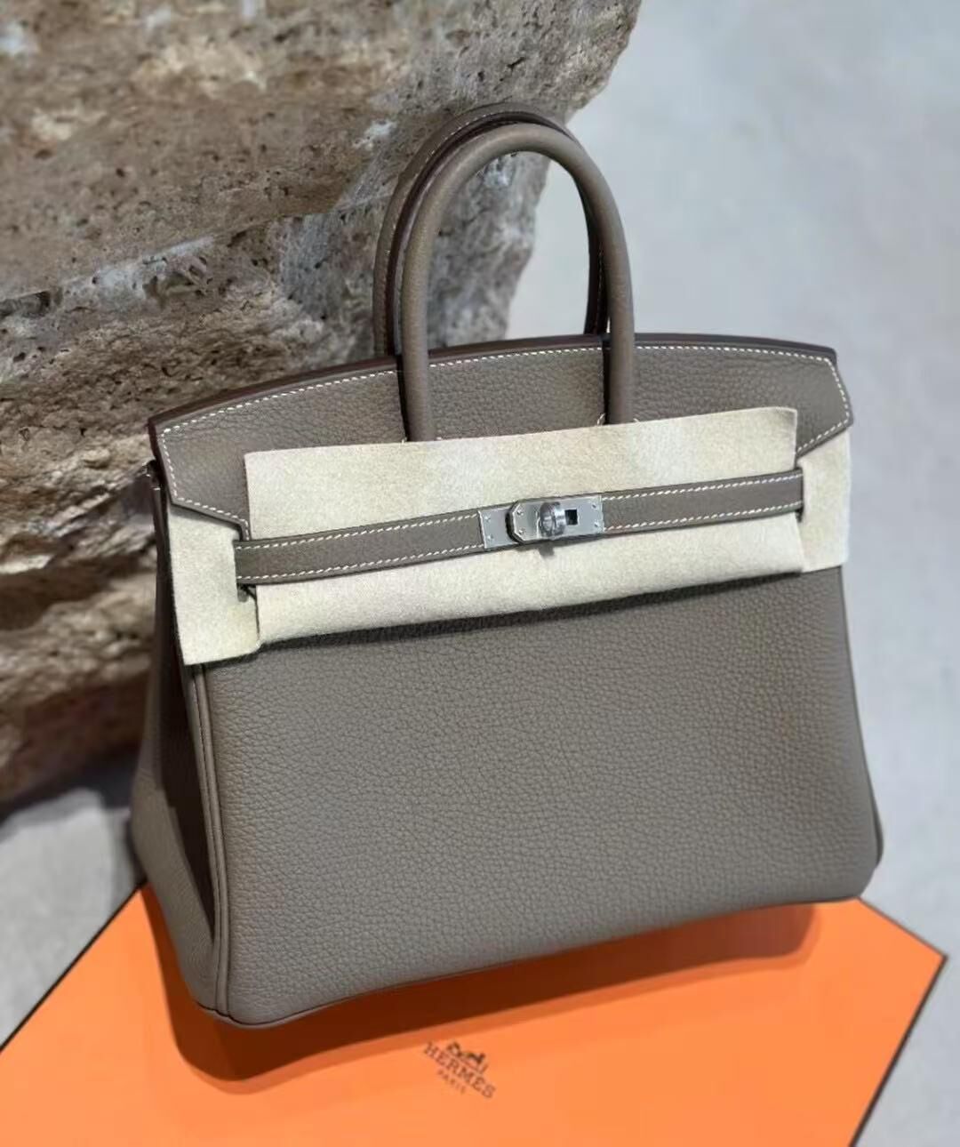 Birkin 25 18 etoupe cb 拉絲銀扣 togo K
