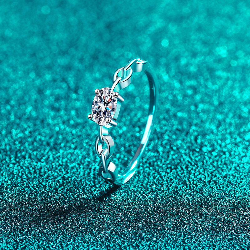 蛋形莫桑鑽50份戒指     R05C050