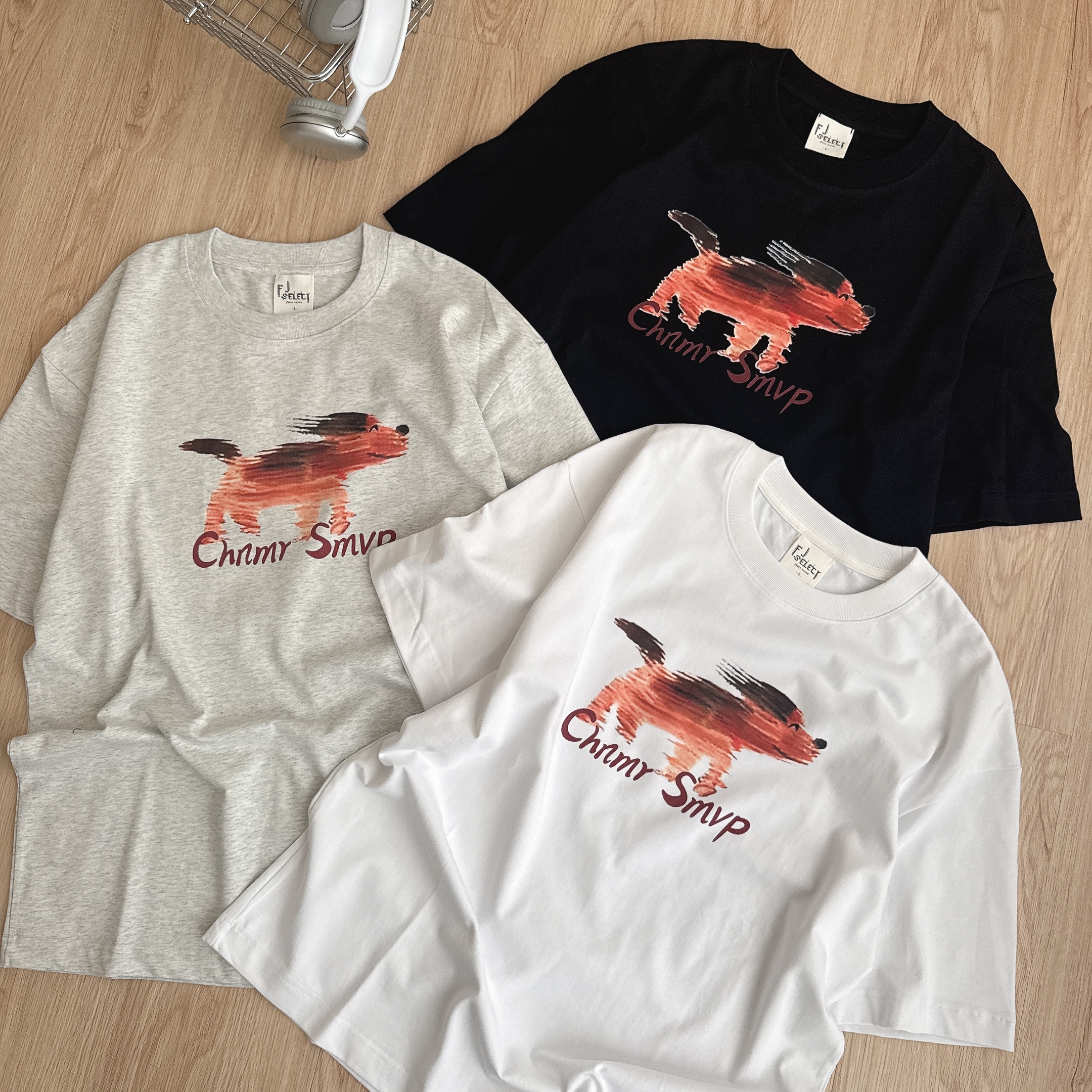 （現貨）售完不補 筆刷感 飆速狗狗 寬鬆 短T 3607-1