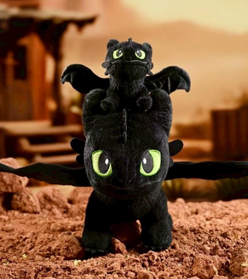 POTDEMIEL X Universal Studios How to Train Your Dragon Night Fury Toothless Charm/Plush Doll Toothless