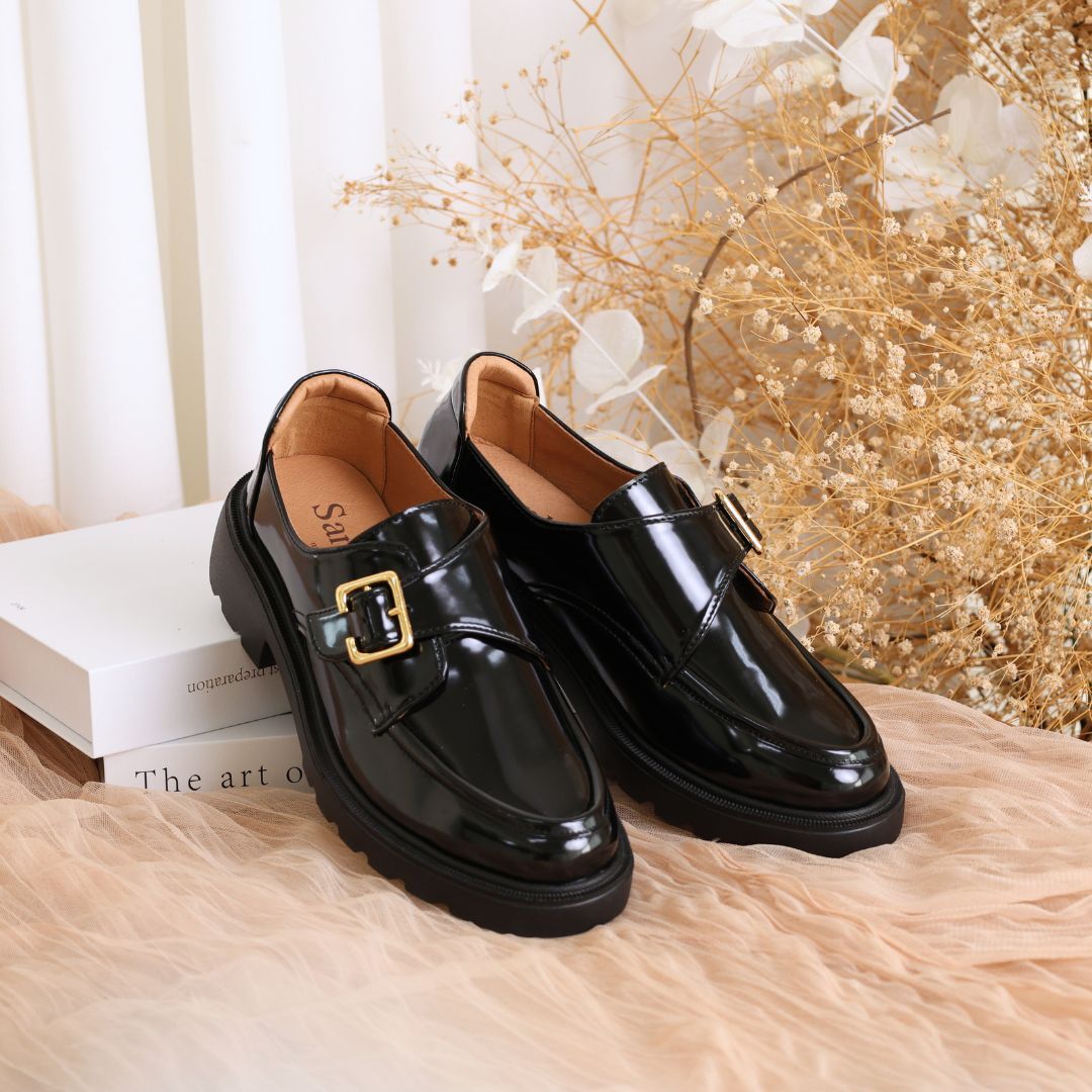 孟克厚底樂福鞋 女神黑