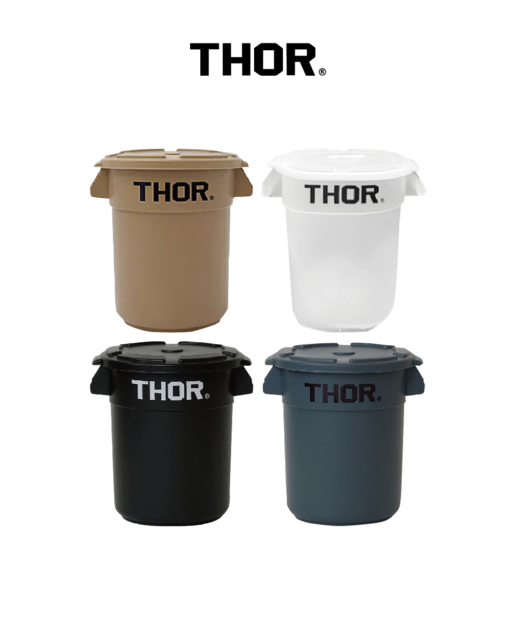 THOR 12L圓型收納桶 露營 生活 套盆 黑/灰藍/沙/透明 Round Container 12L