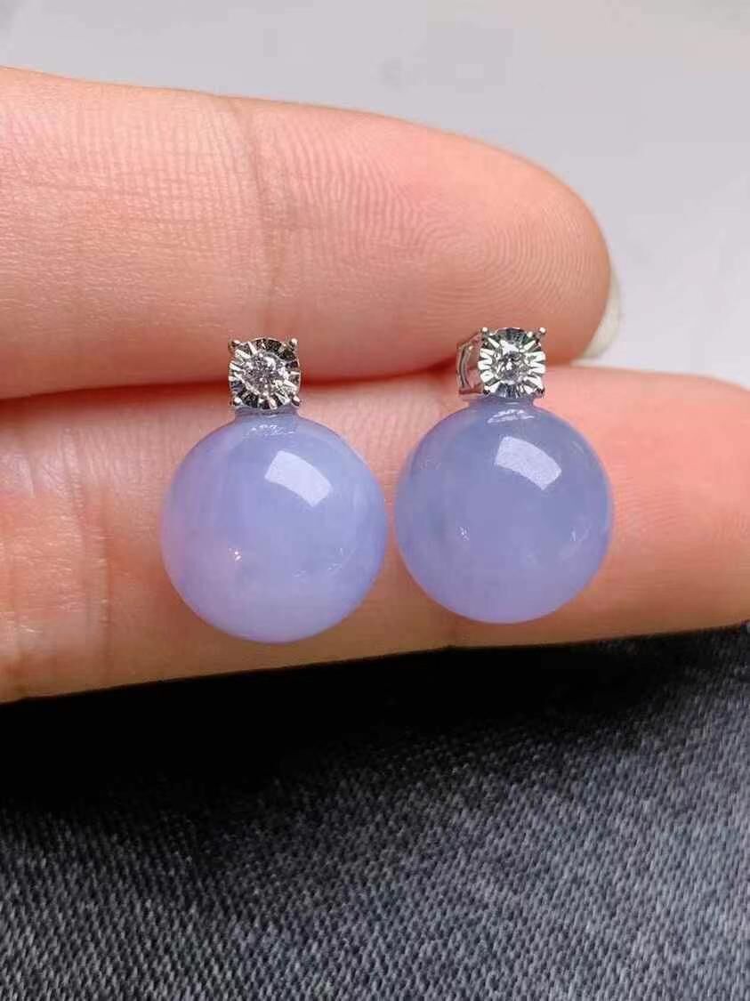 616321 翡翠紫羅蘭珠珠耳釘 (10.8mm直徑)