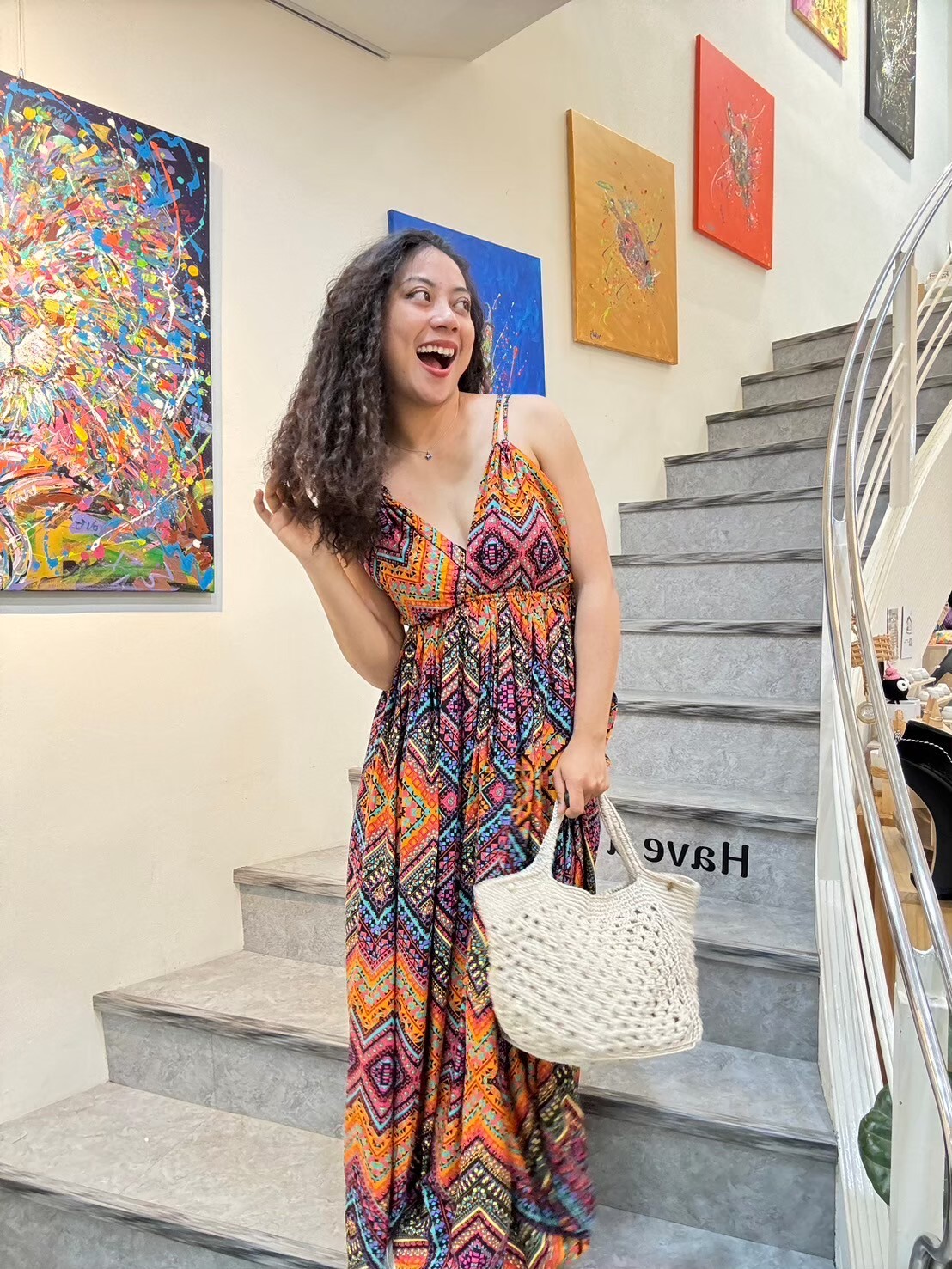 TOAG選品 / 美背綁帶長洋裝（圖騰 藍/紅/橘）