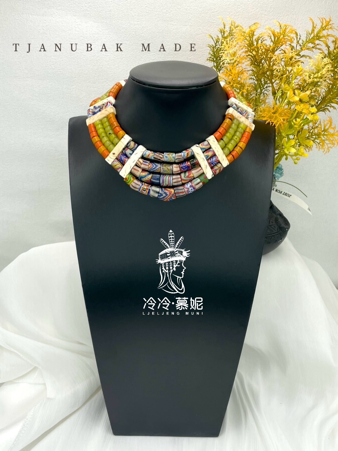 W-No.68傳統花珠四排頸鍊35cm