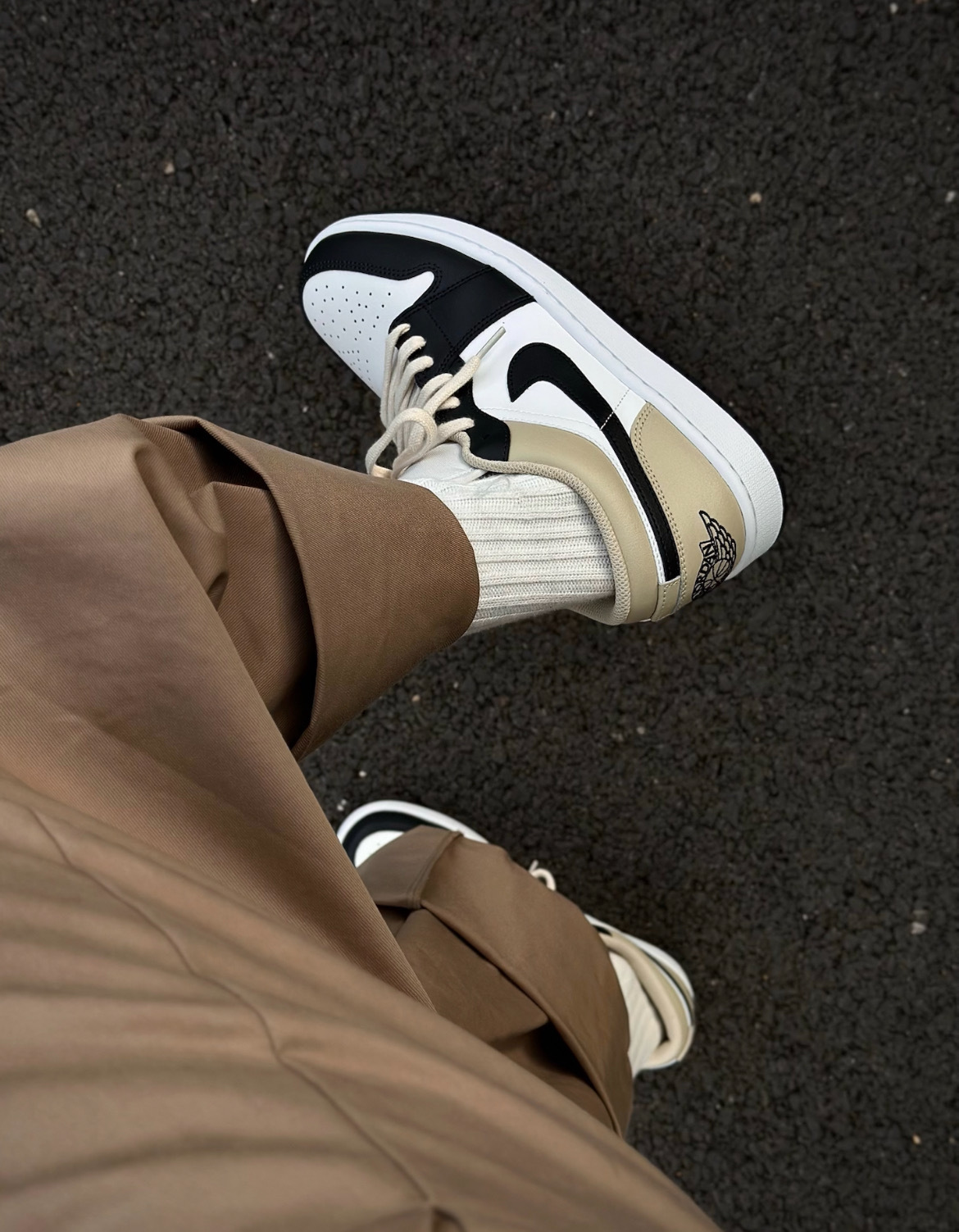 男鞋 NIKE AIR JORDAN 1 LOW 黑卡其 拼接 低筒 AJ1 休閒鞋【553558-153】AJ1OG