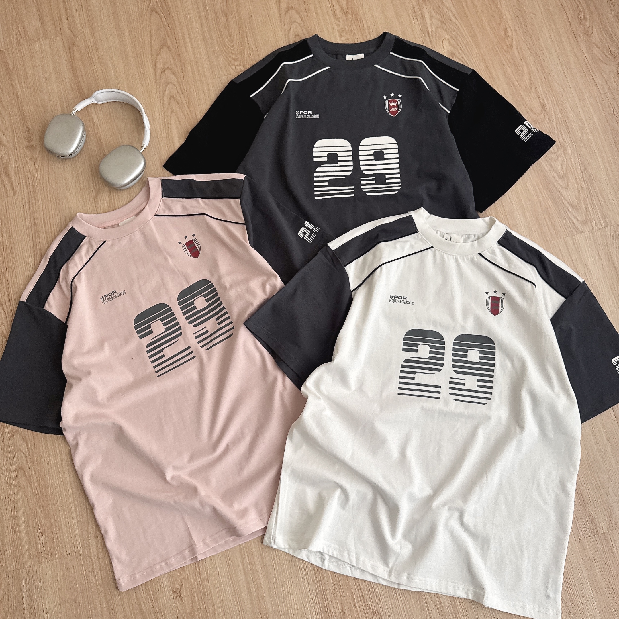 （現貨）美式 拼接設計 數字29 圓領 球衣 短T  JS-1126