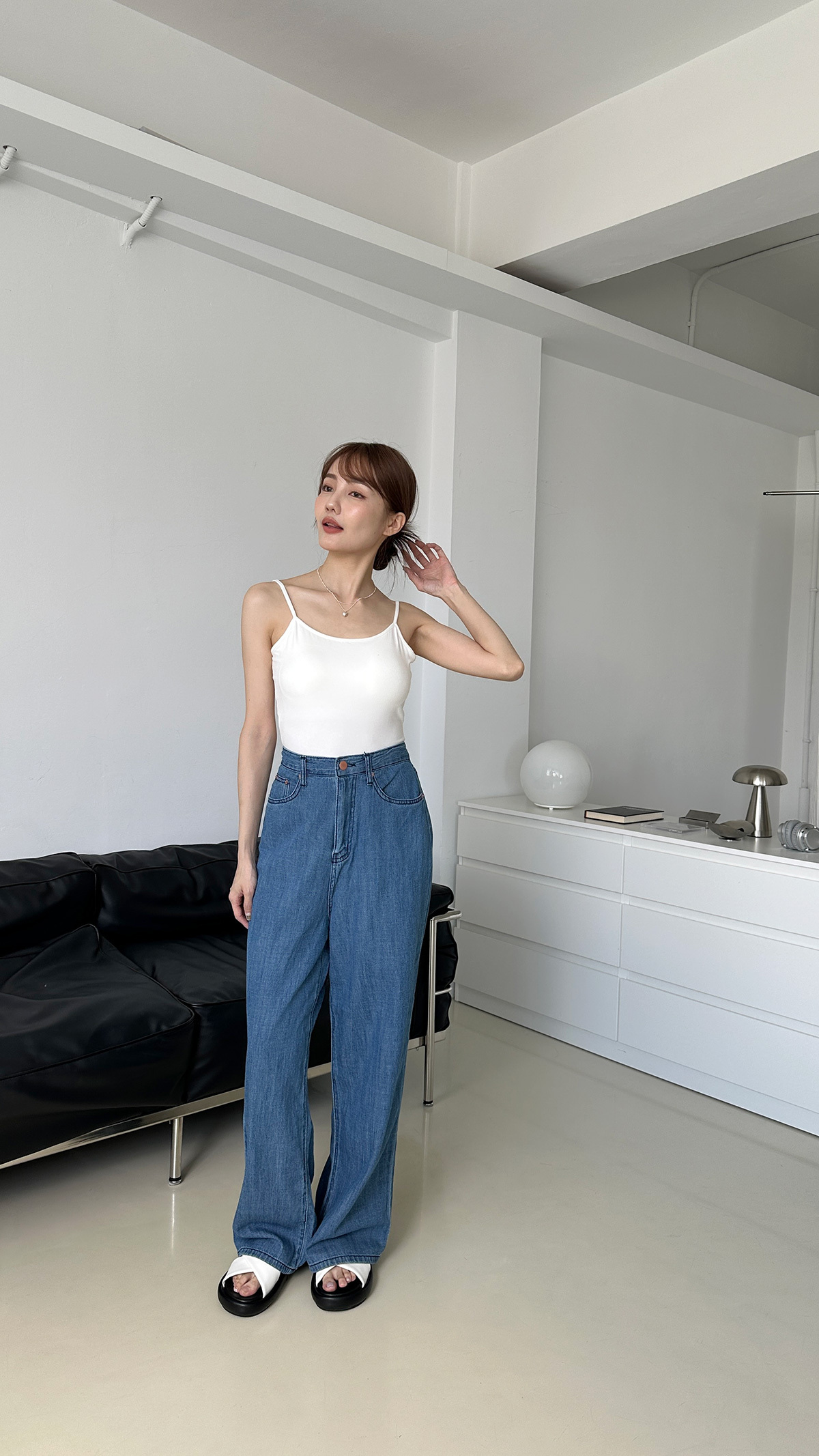 (現貨) 輕盈軟料棉麻落地牛仔褲❘ myutea ❘ 25J10
