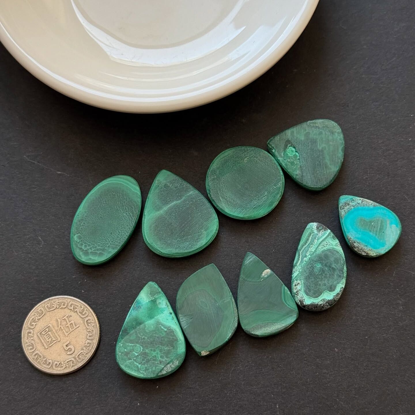 [原石] 孔雀石 水晶蛋面 水晶墜面