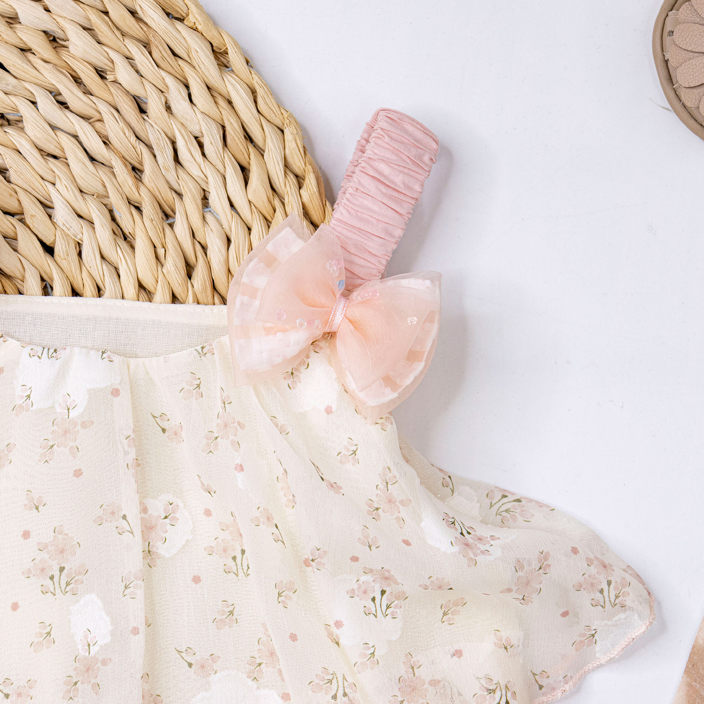 【H50588】蝴蝶結碎花蛋糕裙洋裝＊二色