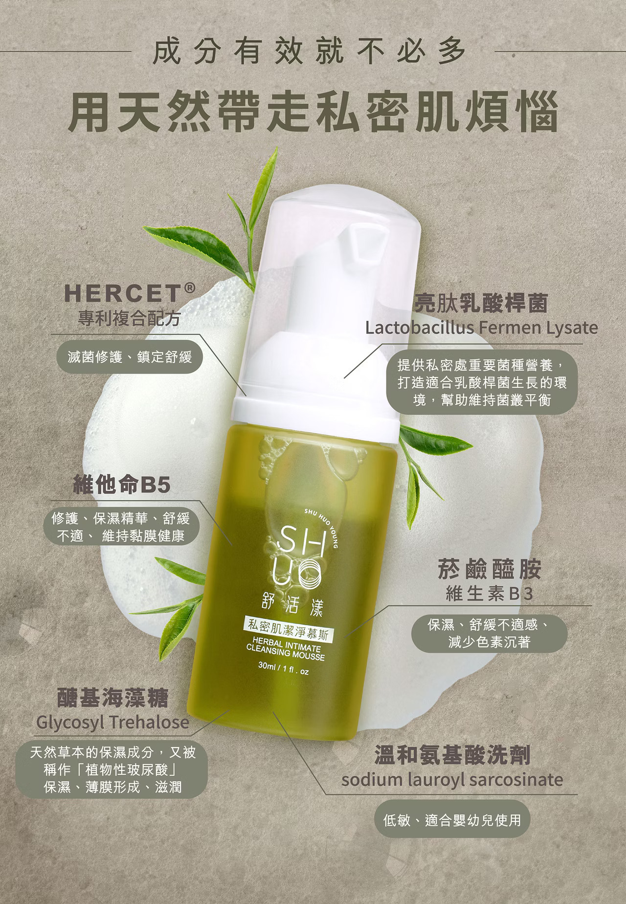 SHU HUO YOUNG舒活漾私密潔淨慕斯  私密乾燥 更年期 性行為後保養