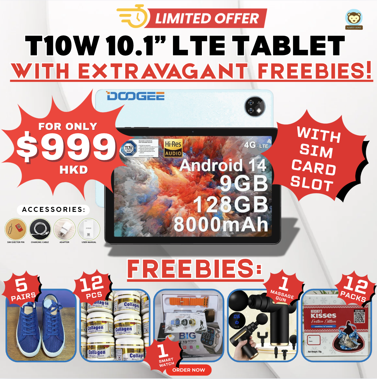 Doogee T10W 10” LTE Tablet (16GB RAM + 128GB ROM) LTE