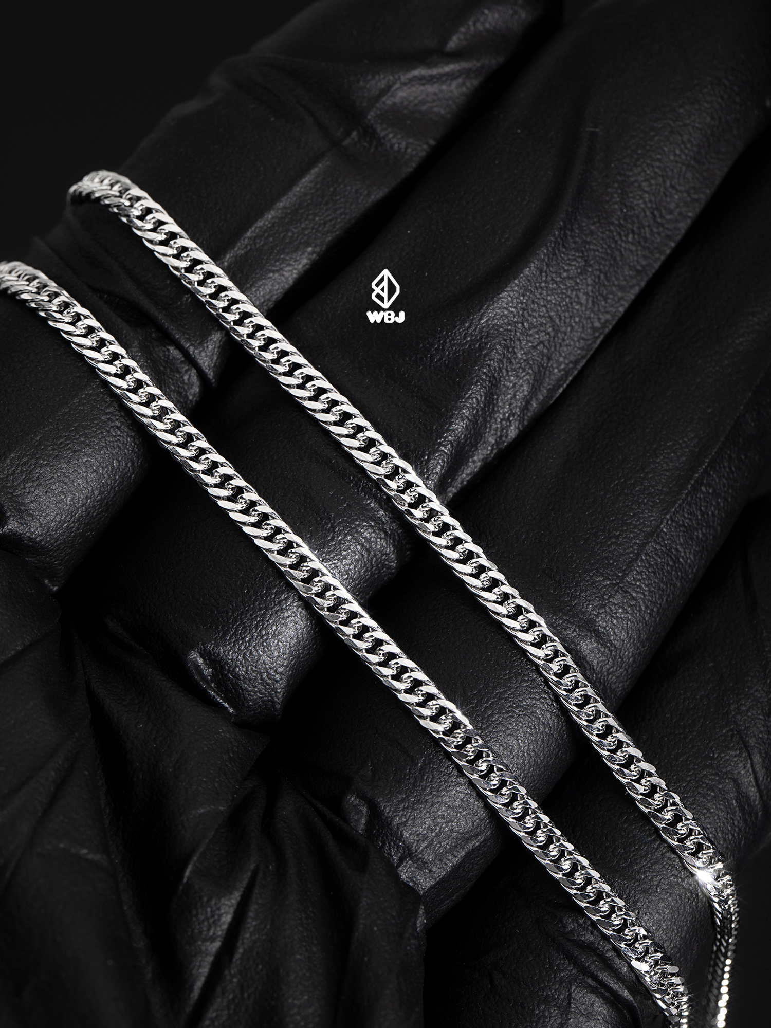 WBJ訂製珠寶 3mm多角度切割古巴鍊 925純銀電鍍18K白金項鍊