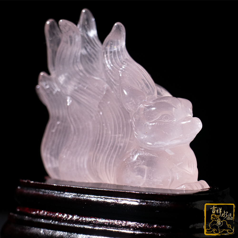 粉水晶九尾狐仙 142g 守護愛情