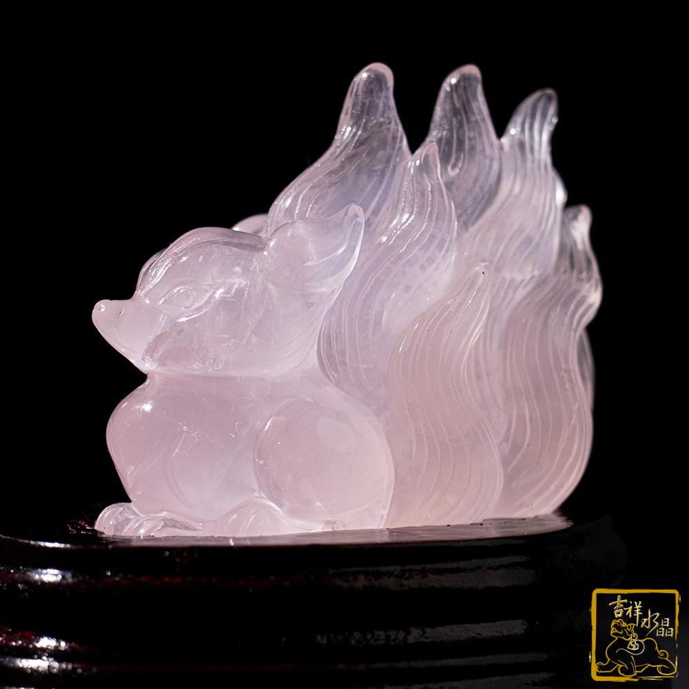 粉水晶九尾狐仙 138g 守護愛情