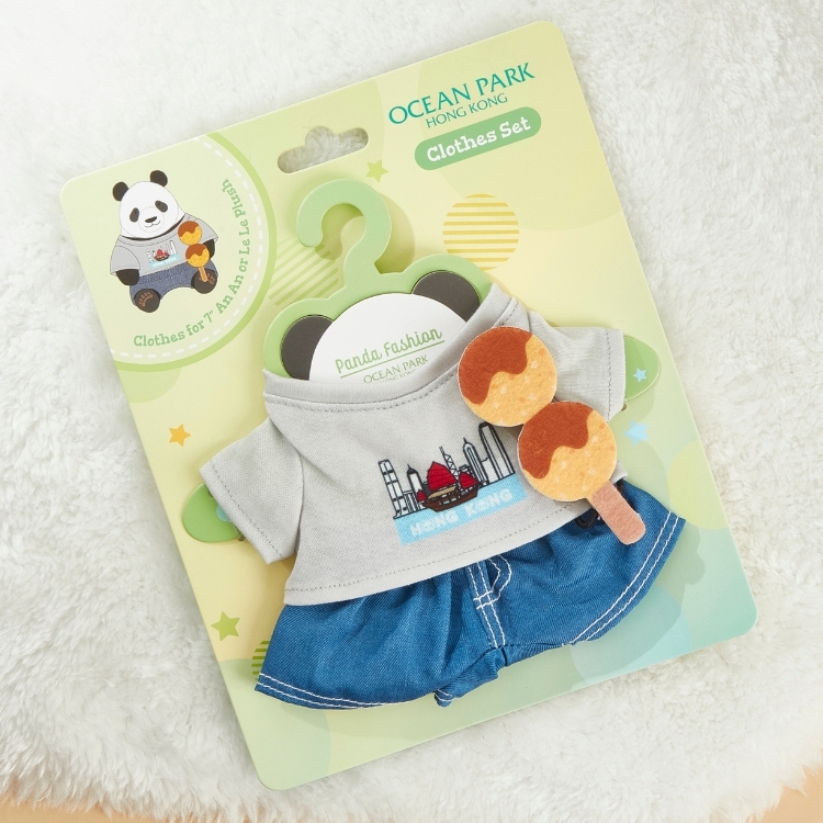 Plush Wear for 6.5" Panda Plush - Denim Shorts with Hong Kong Print Set