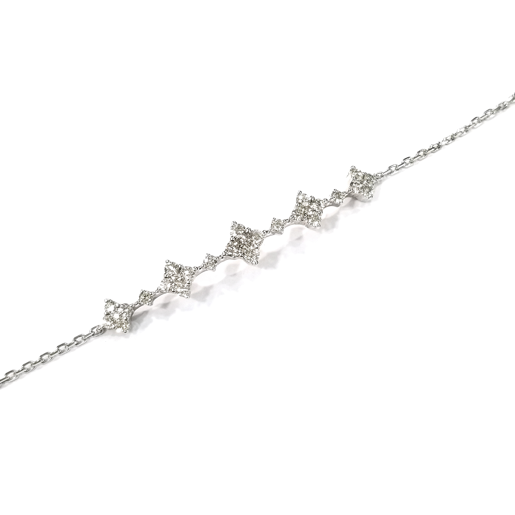 18K白金天然鑽石四芒星手鏈