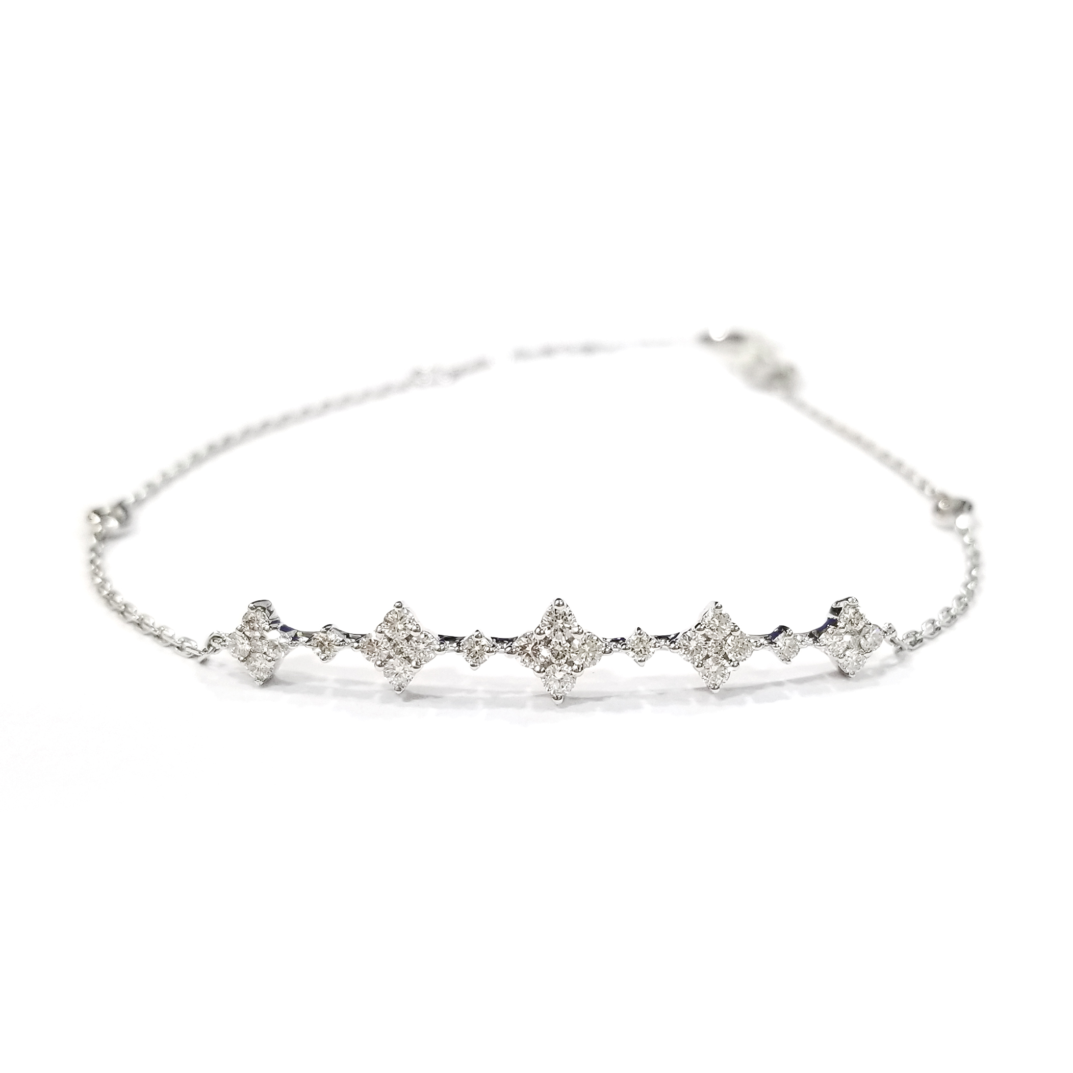 18K白金天然鑽石四芒星手鏈