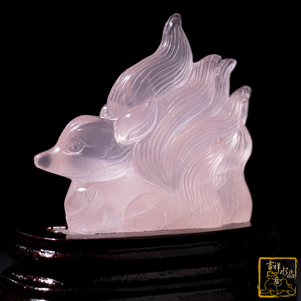 粉水晶九尾狐仙 168g 守護愛情