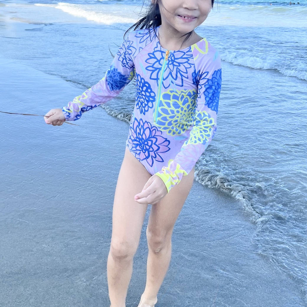 大麗花 crazy dhalias | 海廢再生 抗UV兒童防曬泳衣系列 - 長袖連身