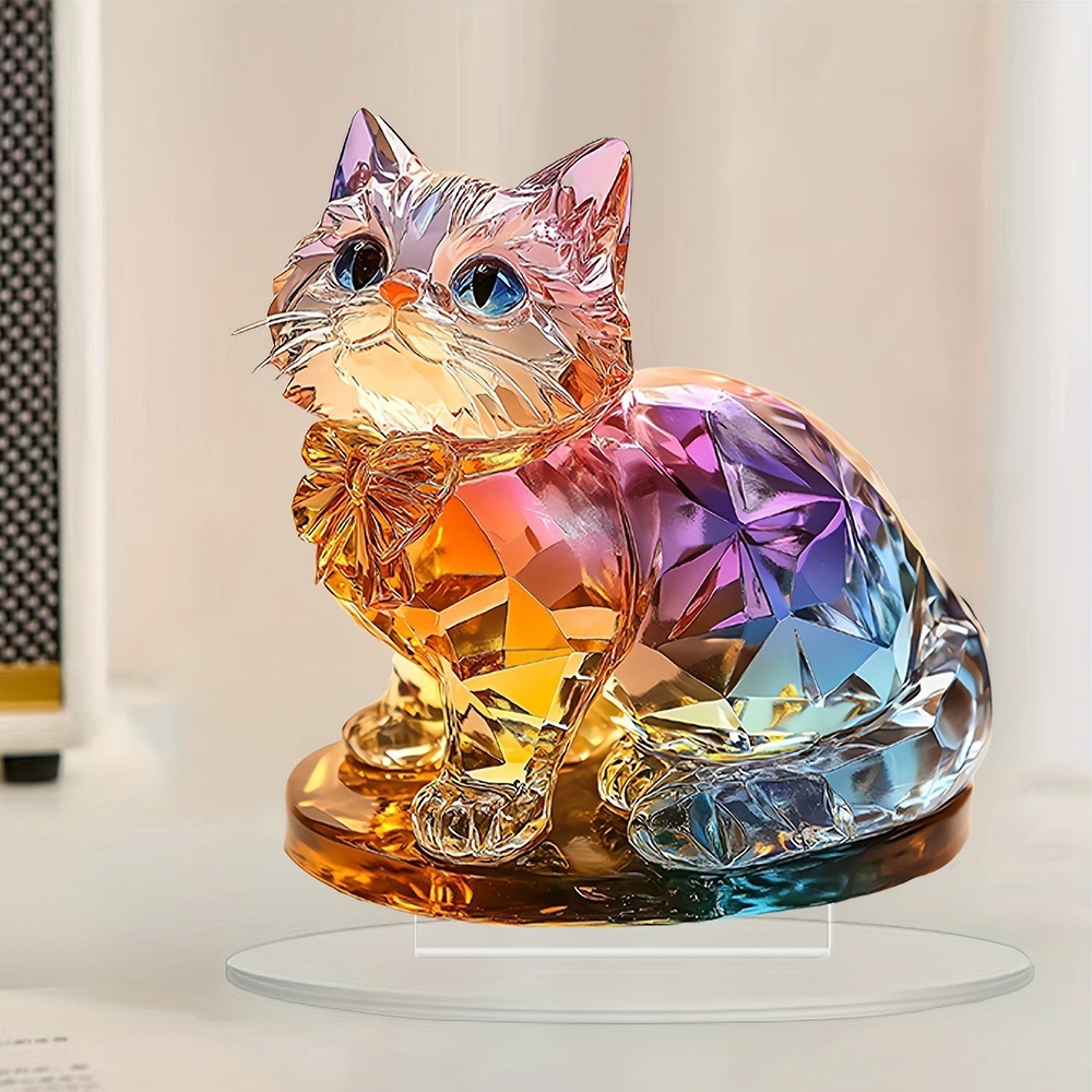 書桌擺飾 家居飾品 客廳擺飾 高級感 可愛小物 裝潢 掛件 擺飾 裝飾 壓克力 桌面裝件 貓咪裝飾品  小擺件防水089
