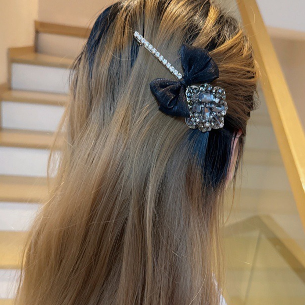 水鑽髮夾 彈簧夾 黑色網紗 蝴蝶結夾 一字夾 復古髮夾 女生飾品 頭飾 髮夾女 夾子 韓國髮夾 高級感 氣質 髮飾139