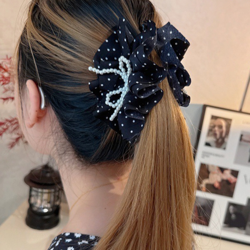 法式波點 香蕉夾 皺褶髮飾 蝴蝶結 裝飾 女生飾品 韓國頭飾 髮飾女 馬尾夾 豎夾 橫夾 復古 髮夾 氣質 夾子 135