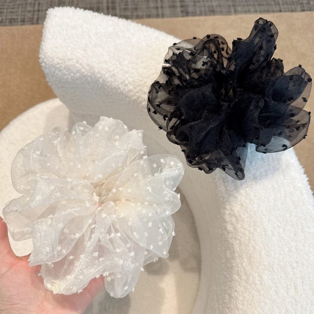 大腸圈 網紗髮飾 圓點頭繩 大號髮圈 韓系髮飾 女生飾品 高馬尾 皺褶頭飾 綁頭髮 高級感 彈力髮圈 髮束 髮繩 130