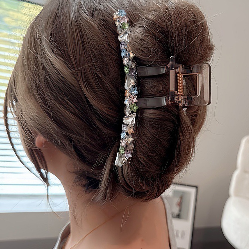後腦勺夾子 盤髮器 髮卡 水鑽抓夾 頭飾 髮夾 抓夾 鯊魚夾 大號 高級感 女生飾品 彩色系 星星 愛心 髮飾 123