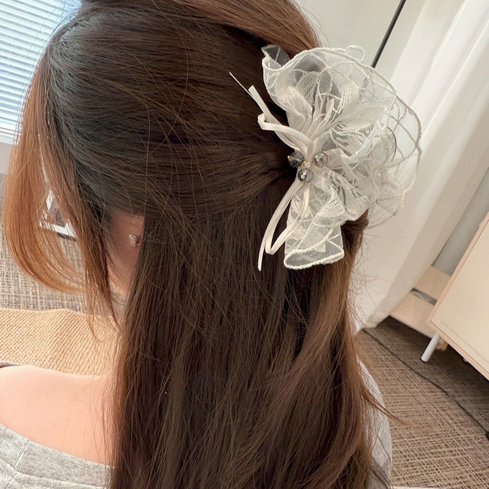 黑色蕾絲 女生髮飾 飾品 頭飾 馬尾抓夾 後腦勺夾子 盤髮夾 夾子 大號 蝴蝶結 蕾絲 抓夾 鯊魚夾 髮夾 髮飾 121