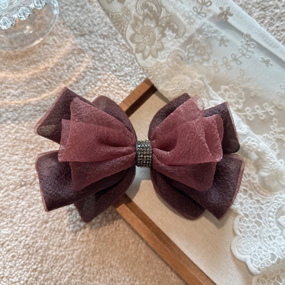 網紗 帶鑽髮夾 髮卡 後腦杓頂夾 高級感 仙女風 馬尾夾 女生飾品 配飾 蝴蝶結 髮飾 彈簧夾 髮夾 搭配小物 119