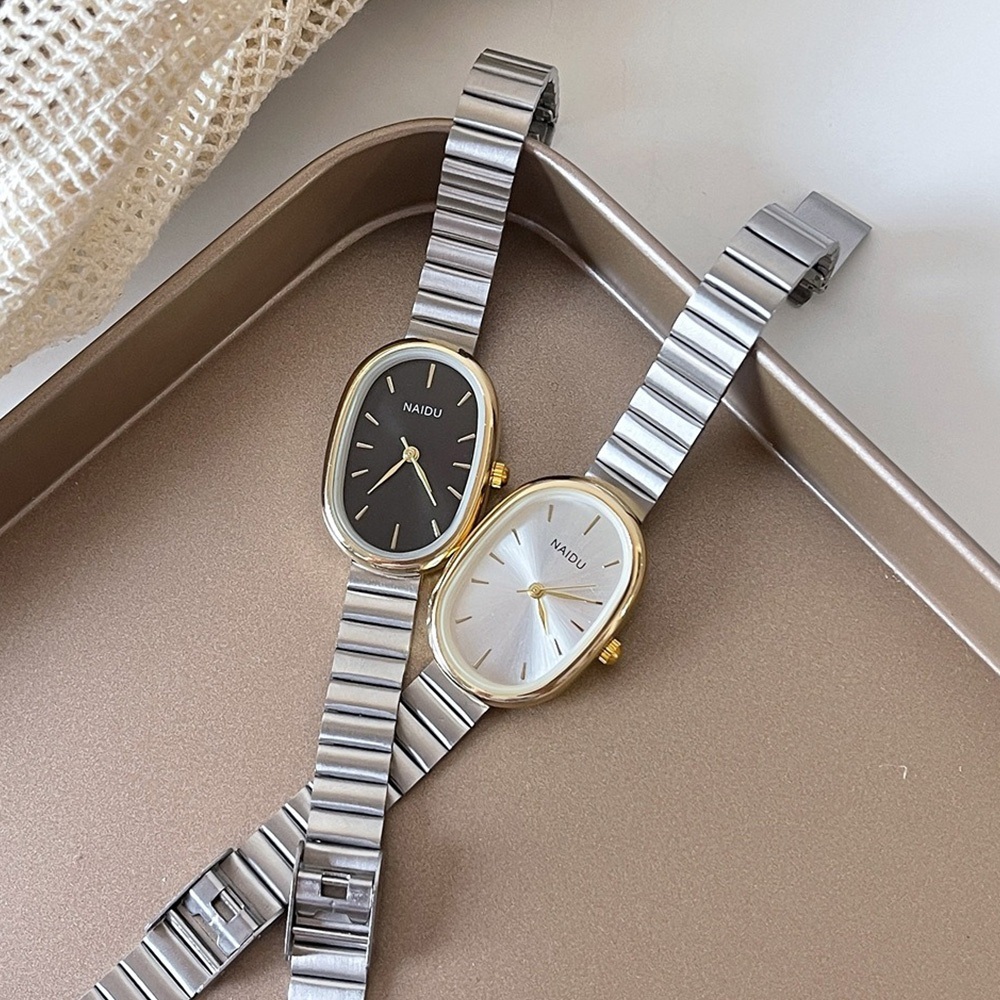 橢圓形手錶 石英手錶 指針式 手錶 復古手錶 女生手錶 鋼帶手錶 韓版手錶 學生手錶 高級感 個性錶盤 金色手錶 074