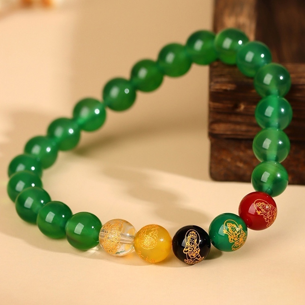 手鍊 手串 佛珠 瑪瑙手串 五路財神 五行手鍊 五福手串 金木水火土 多寶手串 佛珠手鍊 保平安 招財手鍊 禮物 073