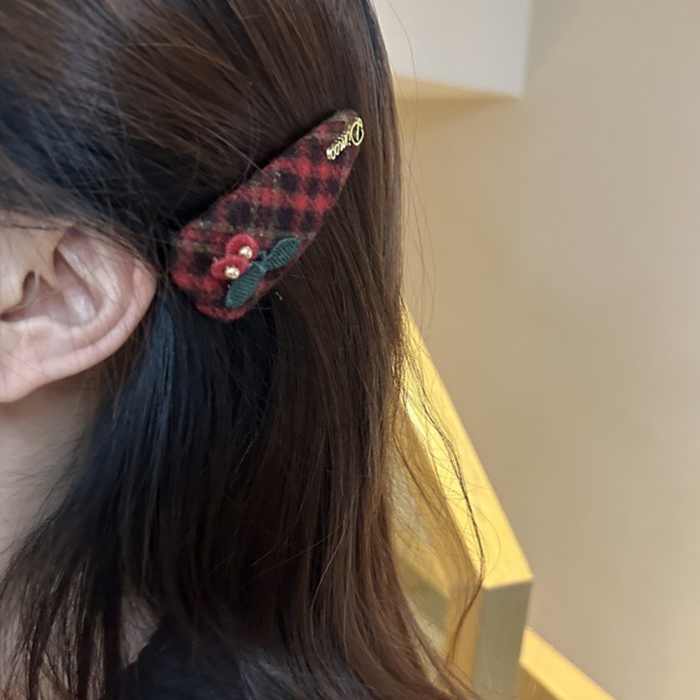 BB夾 蝴蝶結 頭飾 髮卡 三角款 長方款 碎髮夾 配飾 側邊夾 髮夾 毛呢髮夾 格子 髮飾 夾子 櫻桃 瀏海夾 094