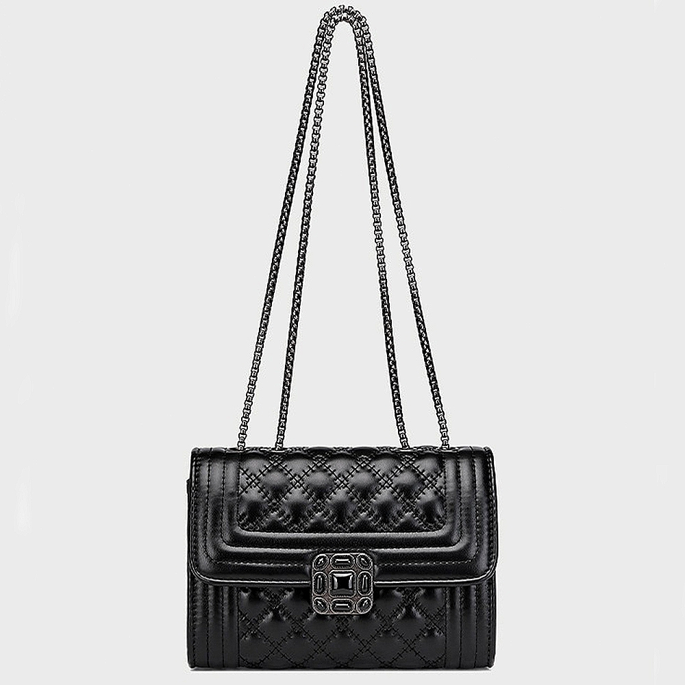 小方包 方胖包 禮物 小香風包包 黑色包包 鍊條包 菱格紋包包 包包 斜背包 四葉草包包 菱格鏈條包 單肩斜背包 870