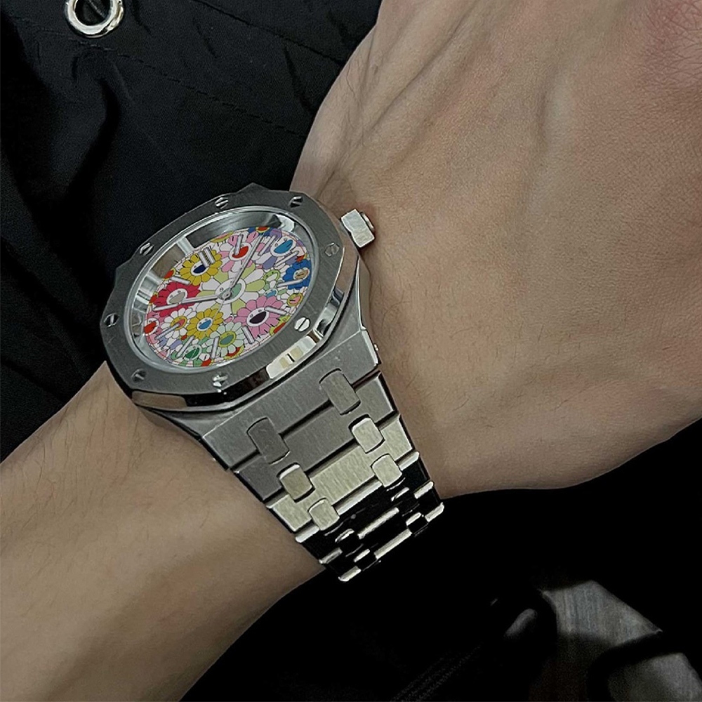 手錶 向日葵 太陽花 金屬手錶 圓形表面 防水手錶 男生手錶 運動手錶 夜光錶 腕錶 男錶 搭配好物 素面手錶 498