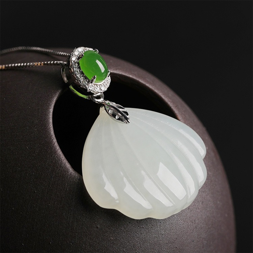 項鍊 飾品 女生項鍊 和田玉 鋯石項鍊 貝殼項鍊 玉墜 新中式 古風項鍊 漢服 穿搭配件 古著 百搭 送長輩 貝殼494