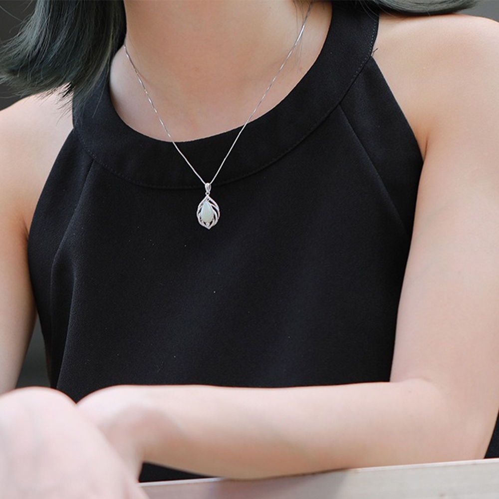 飾品 項鍊 和田玉 女生項鍊 玉墜 吊墜 玉石項鍊 天然和田玉 純銀項鍊 民族風 招財項鍊 和田玉項鍊 送媽媽 492