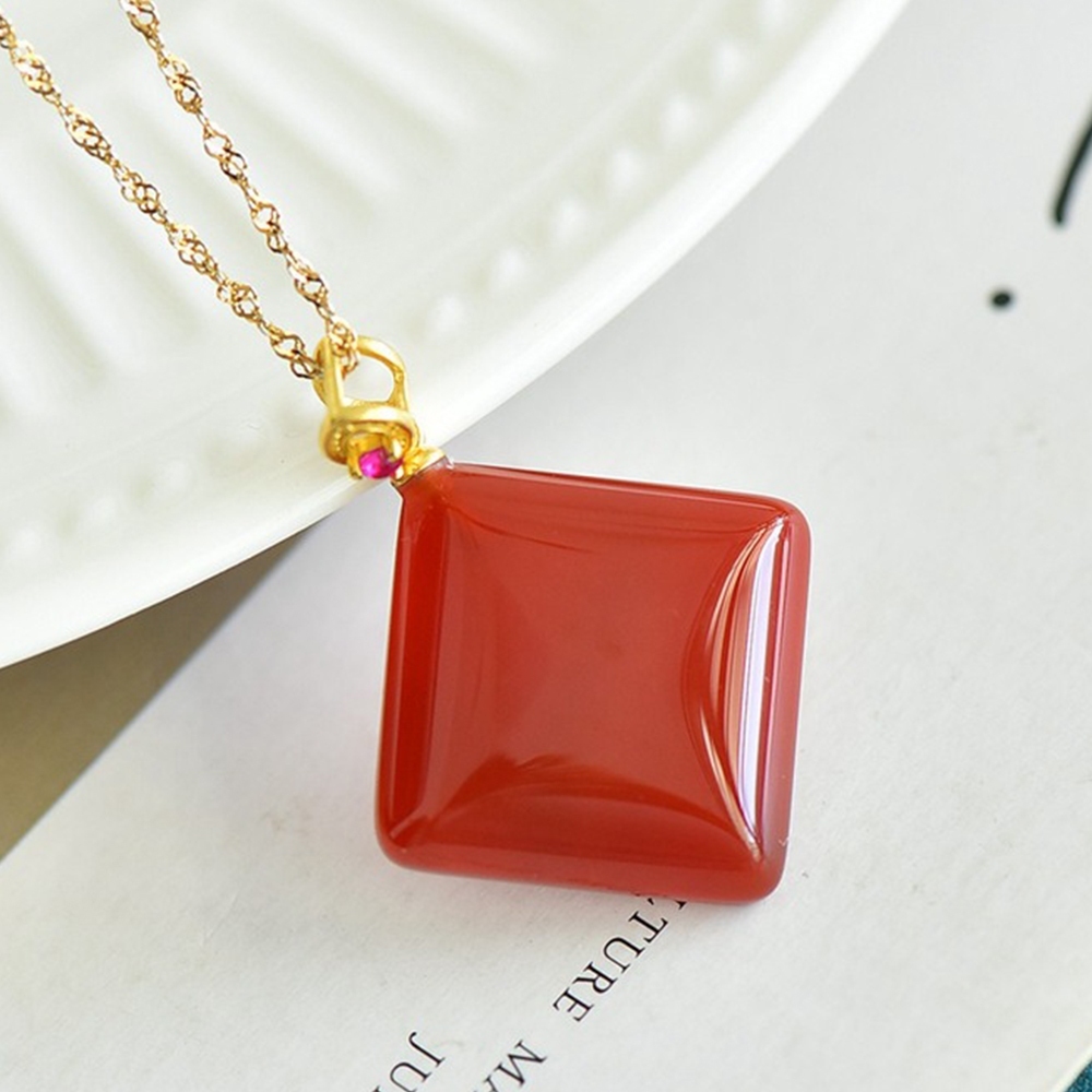 項鍊 飾品 新中式 玉石項鍊 吊墜 掛件 純銀項鍊 紅瑪瑙 金項鍊 吊墜項鍊 高級感 紅瑪瑙項鍊 送媽媽 禮物 489