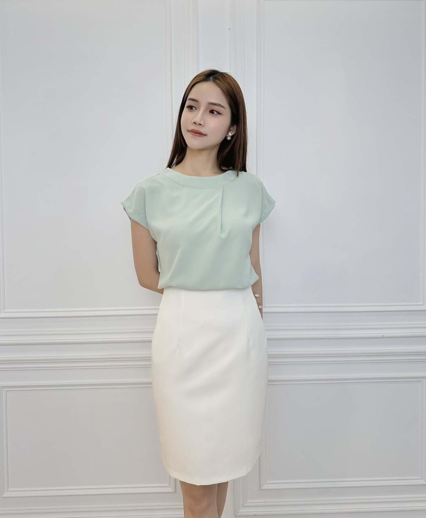 (好身形必備!)夏季10色修身窄裙-白