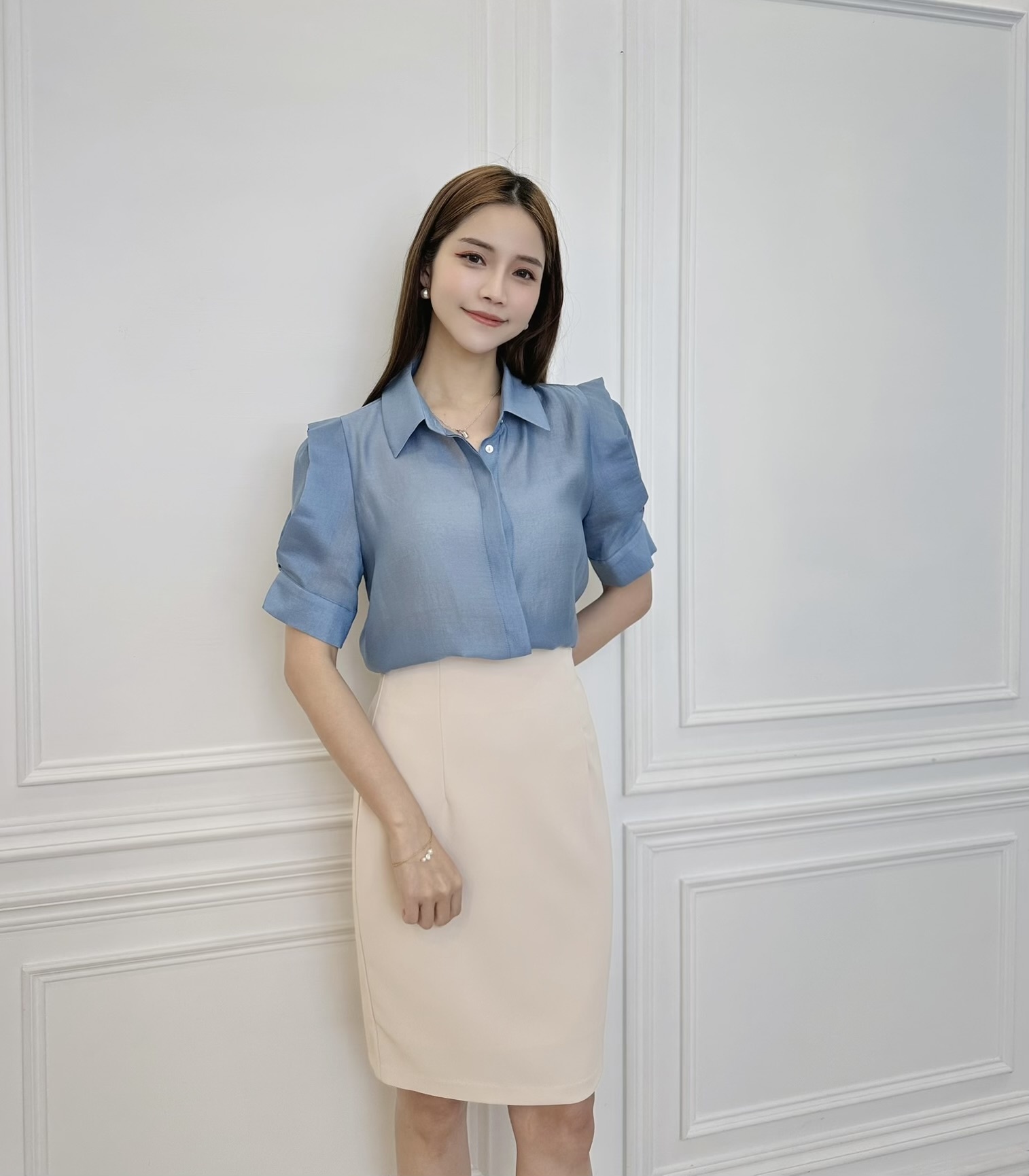 (好身形必備!)夏季10色修身窄裙-米