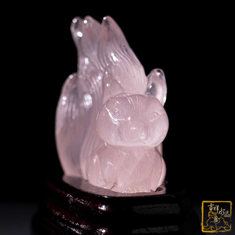 粉水晶九尾狐仙 214g 感情升溫