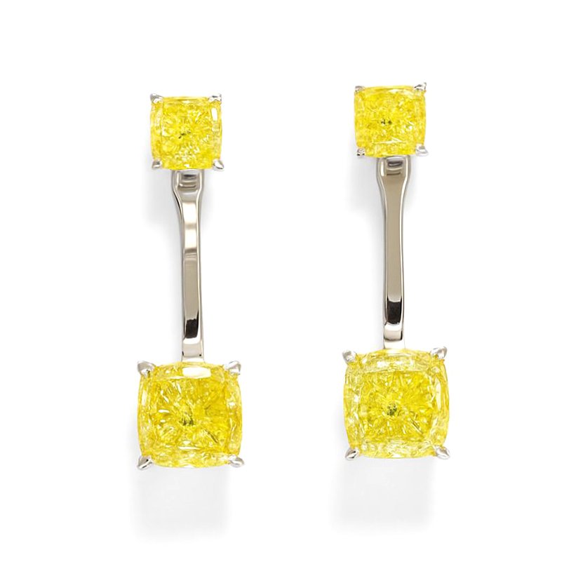 18K白金 實驗室培育黃鑽石耳環