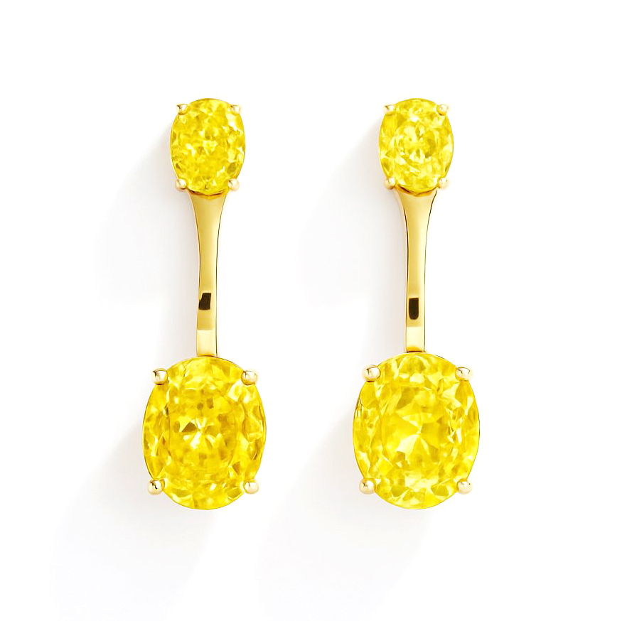 18K玫瑰金 實驗室培育黃鑽石耳環