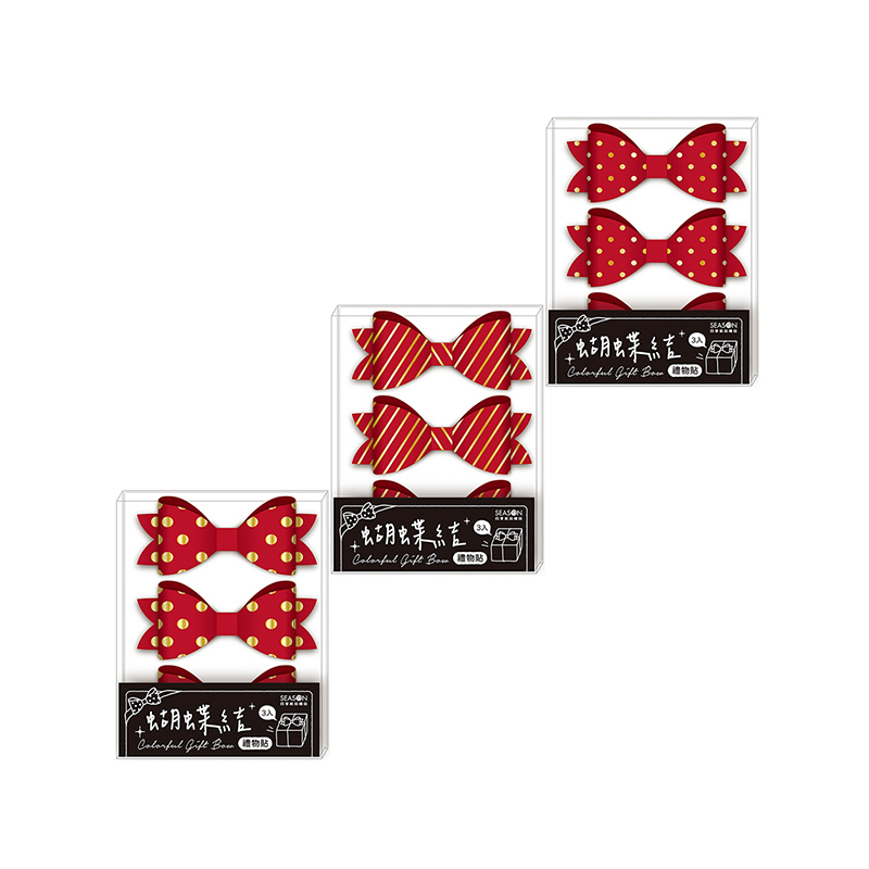 四季紙品 立體蝴蝶結禮物貼 3入【BT009】