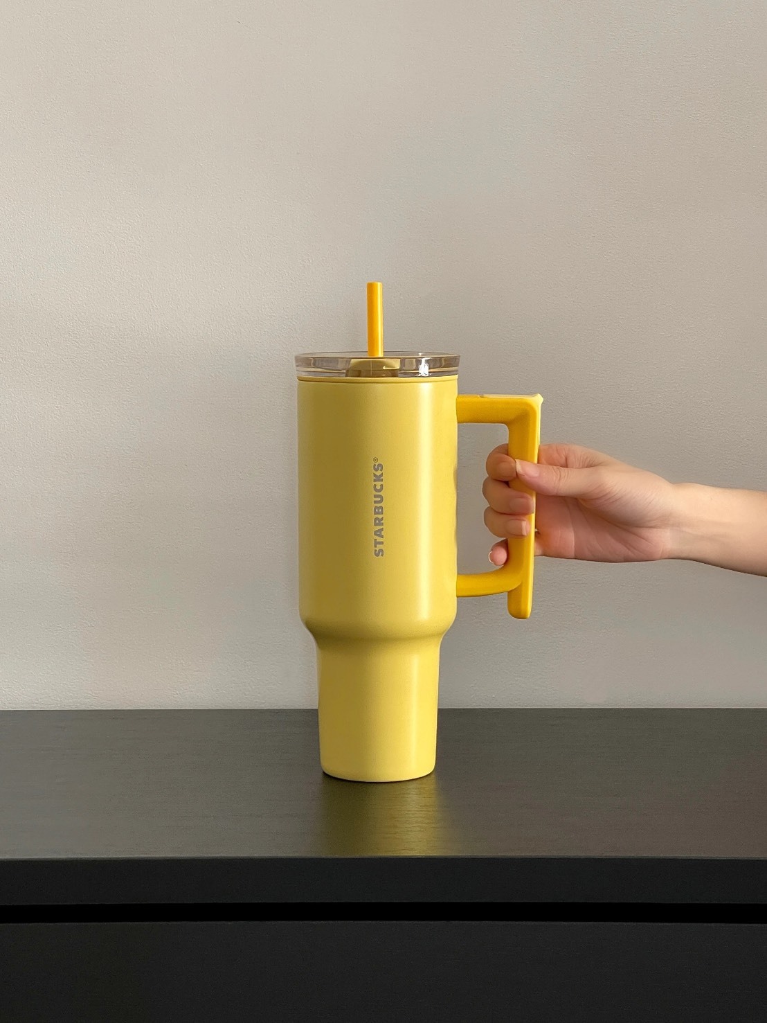 星巴克 奶油黃 手提杯